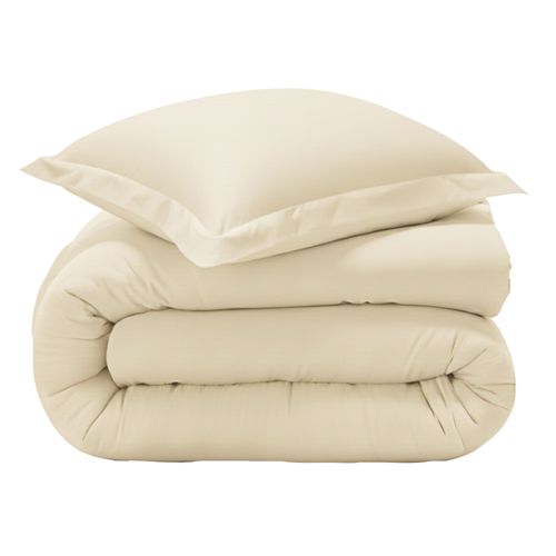 Housse De Couette 200x200 Beige Sable En Coton