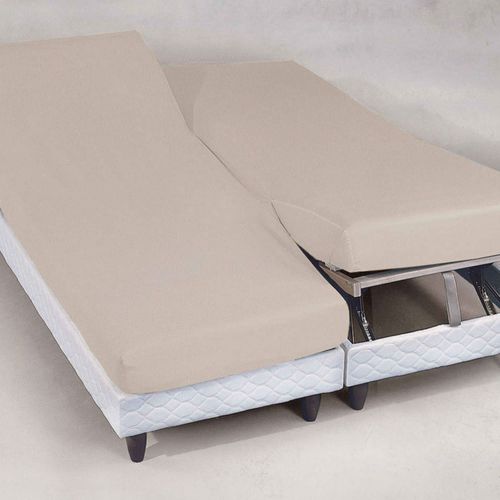 Drap-housse Tête Et Pied Reglable 180x200x28 Beige Sable En Coton