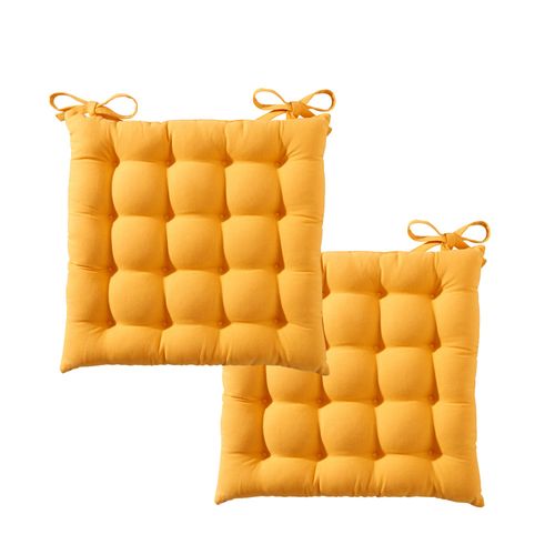 Lot de 2 Galettes 40x40 Jaune En Coton