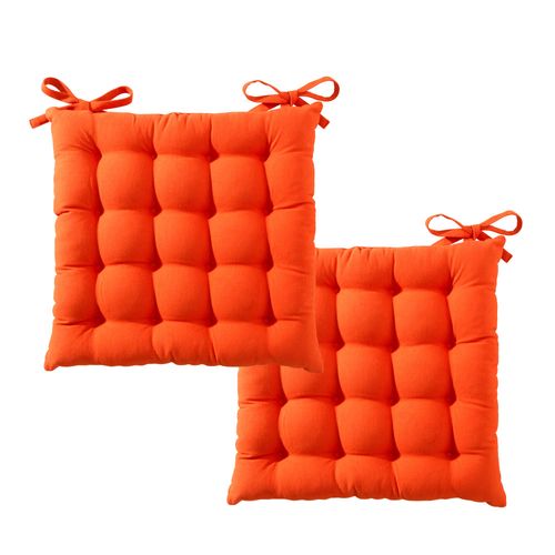 Lot de 2 Galettes 40x40 Orange Potiron En Coton