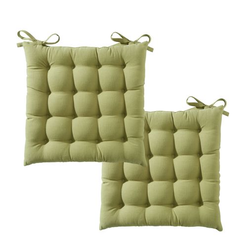 Lot de 2 Galettes 40x40 Vert Pistache En Coton
