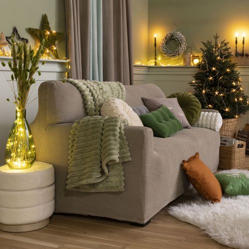 Housse Canapé 2 Places Beige En Polyester