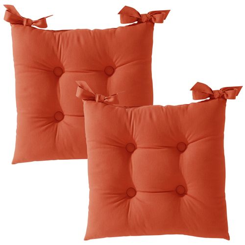 Lot de 2 Galettes 40x40 Rouge Tomette En Coton