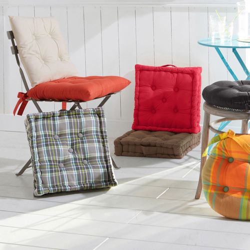 Lot de 2 Galettes 40x40 Rouge Tomette En Coton