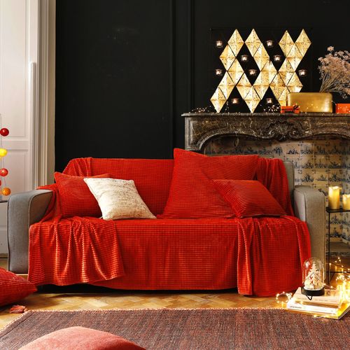 Jeté De Lit 180x245 Orange Terracotta En Polyester