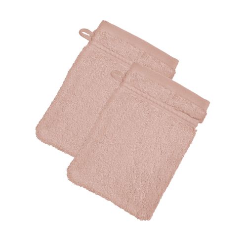 Lot De 2 Gant De Toilette 15x21 Rose Blush En Coton