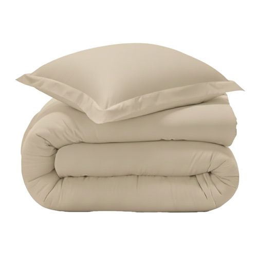 Housse De Couette 140x200 Beige Sable En Coton