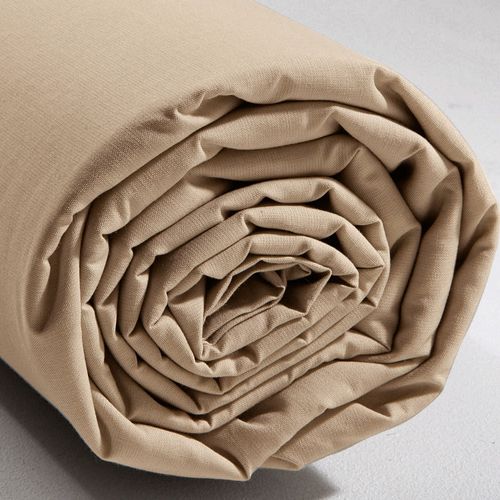Drap-housse Tête Et Pied Reglable 140x190x28 Beige Sable En Coton