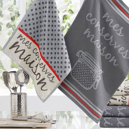 Torchons 50x70 Gris En Coton