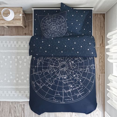 Housse De Couette 240x220 Bleu Marine En Coton