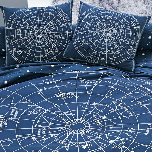 Housse De Couette 240x220 Bleu Marine En Coton