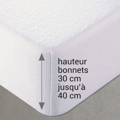 Protège Matelas Grands Bonnets 180x200x30 Blanc En Coton
