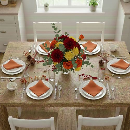 Serviette De Table 43x43 Orange Terracotta En Coton