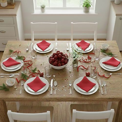 Serviette De Table 43x43 Rouge En Coton