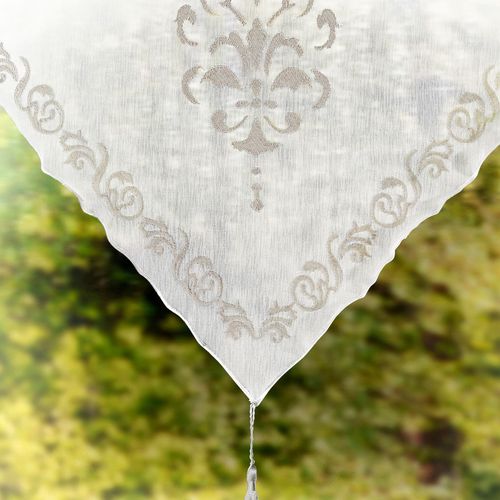 Voilage Pointe 58x60 Gris Perle En Polyester