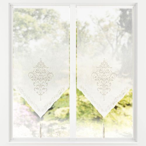 Voilage Pointe 58x60 Gris Perle En Polyester