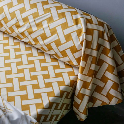 Drap-housse 90x190x28 Jaune Doré En Coton