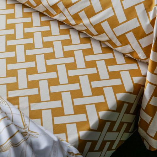 Drap-housse 140x190x28 Jaune Doré En Coton