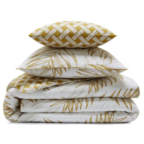 Housse De Couette 240x220 Jaune Doré En Coton