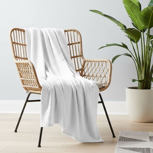 Jeté De Lit 250x250 Blanc En Coton