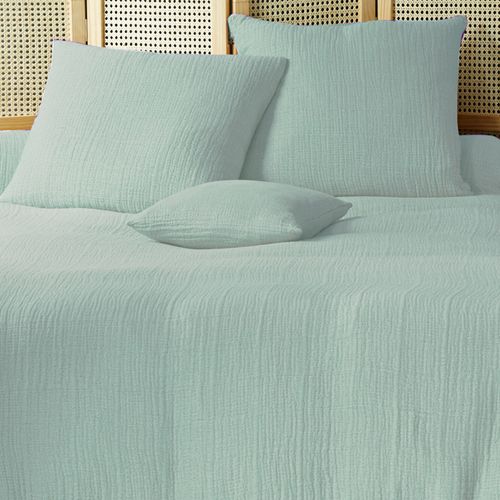 Jeté De Lit 180x250 Vert D'eau En Coton