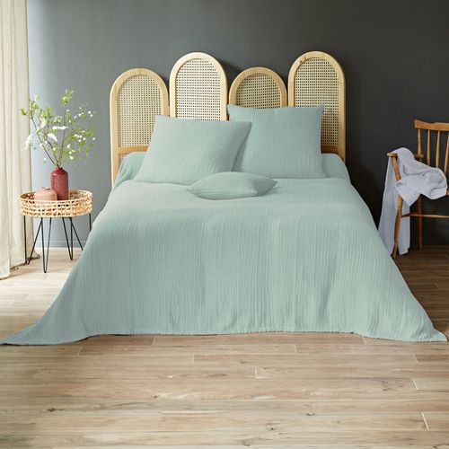 Housse De Coussin 40x40 Vert D'eau En Coton