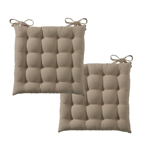 Lot de 2 Galettes 40x40 Marron Taupe En Coton