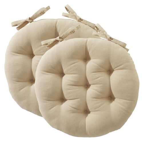Lot de 2 Galettes Rond Beige En Coton