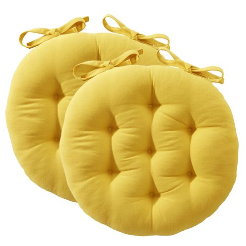 Lot de 2 Galettes Rond Jaune En Coton