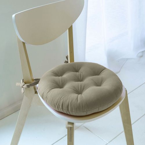 Lot de 2 Galettes Rond Marron Taupe En Coton