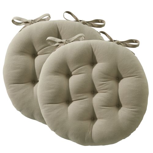 Lot de 2 Galettes Rond Marron Taupe En Coton