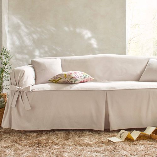 Housse Fauteuil 1 Place Beige En Coton