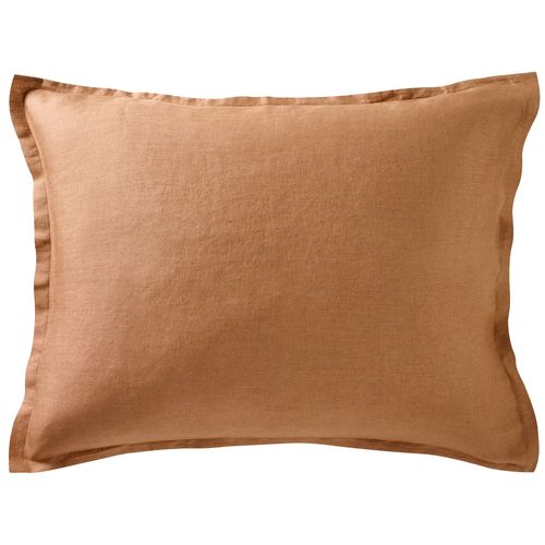 Taie Volant 63x63 Marron Caramel En Lin