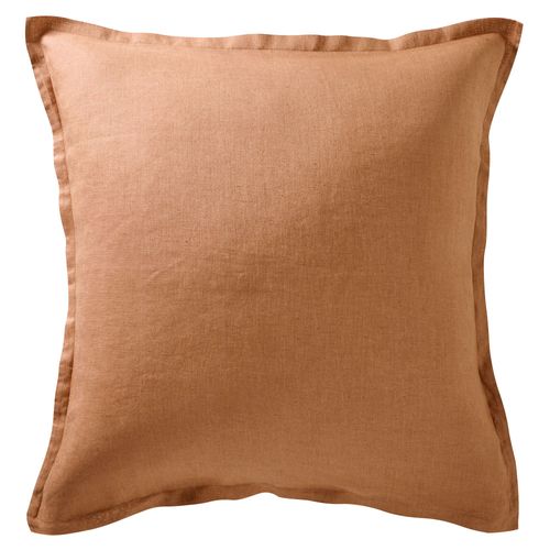 Taie Volant 63x63 Marron Caramel En Lin
