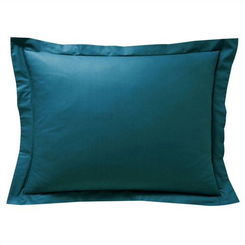 Taie Volant 63x63 Bleu Canard En Coton