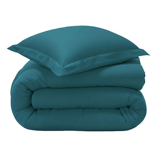 Housse De Couette 240x220 Bleu Canard En Coton