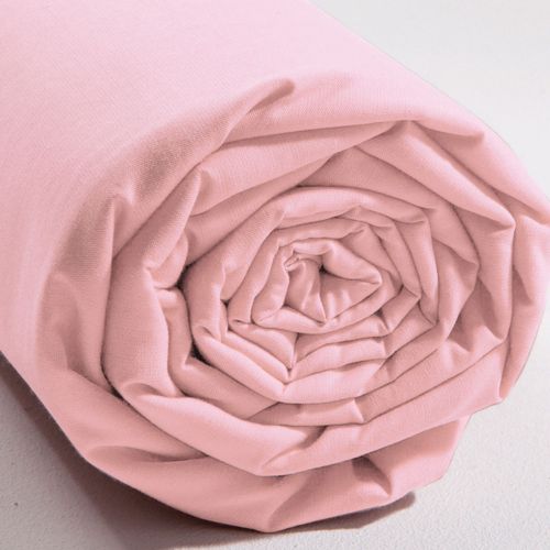 Drap-housse Tête Et Pied Reglable 140x190x28 Rose Nude En Coton