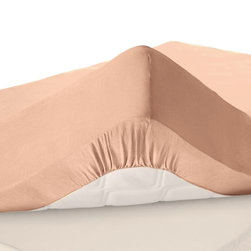 Drap-housse Grand Bonnet 90x190x32 Rose Nude En Coton
