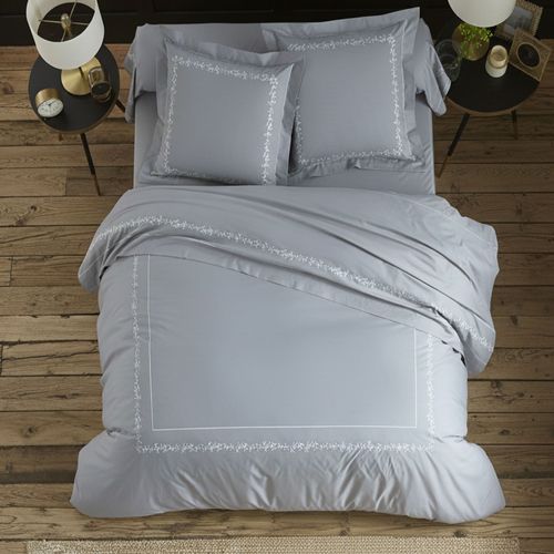 Taie Volant 50x70 Gris En Coton