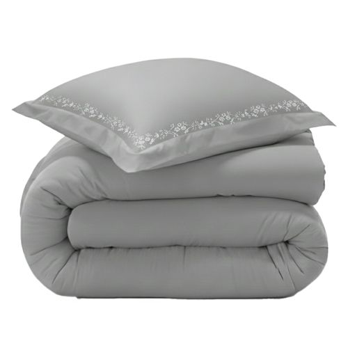 Housse De Couette 140x200 Gris En Coton