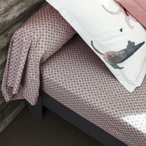 Drap-housse 140x190x28 Rose En Coton