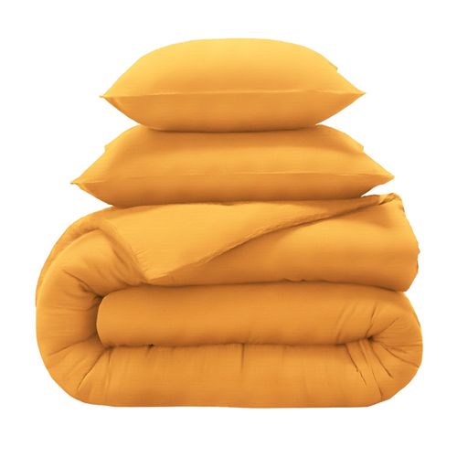 Housse De Couette 140x200 Jaune Curcuma En Coton