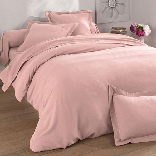 Drap-housse 160x200x28 Rose Poudré En Coton