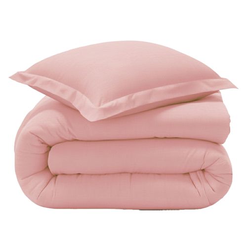 Housse De Couette 200x200 Rose Poudré En Coton