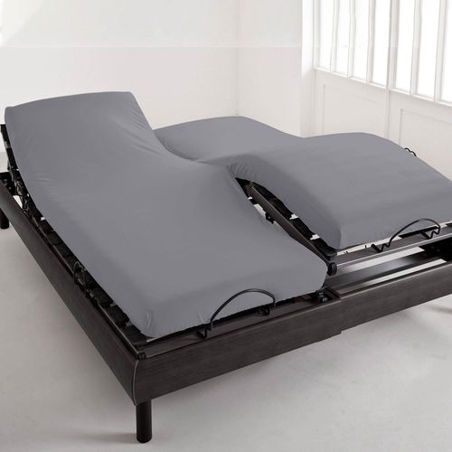 Drap-housse Tête Et Pied Reglable 140x190x28 Gris Minéral En Coton