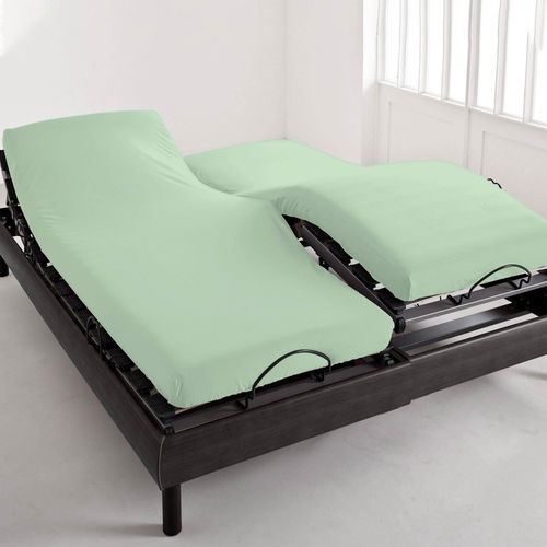 Drap-housse Tête Et Pied Reglable 140x190x28 Vert Jade En Coton