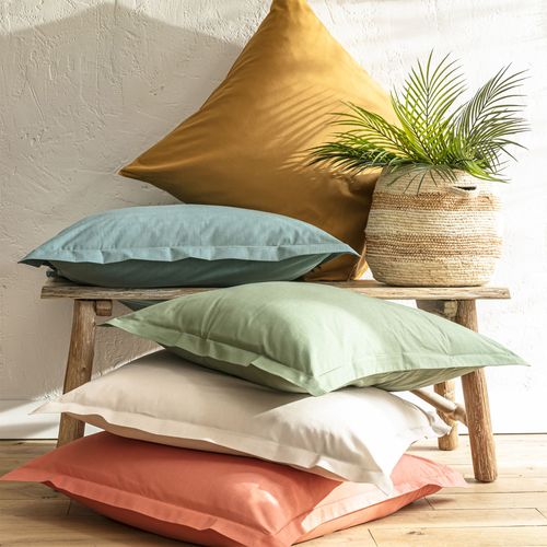 Taie Volant 63x63 Vert Jade En Coton