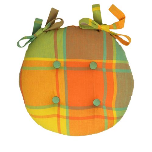 Lot De 2 Galette Rond Jaune En Coton