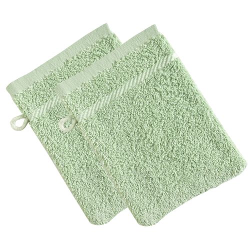 Lot De 2 Gant De Toilette 15x20 Vert Jade En Coton