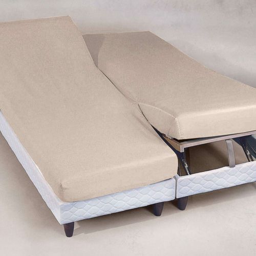 Drap-housse Tête Et Pied Reglable 180x200x28 Beige Sable En Coton